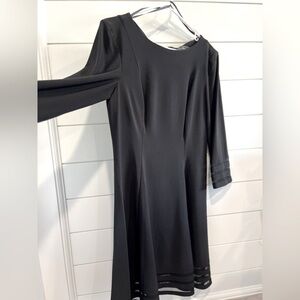 Crew Neck Long Sleeve Fit and Flare Midi Dress